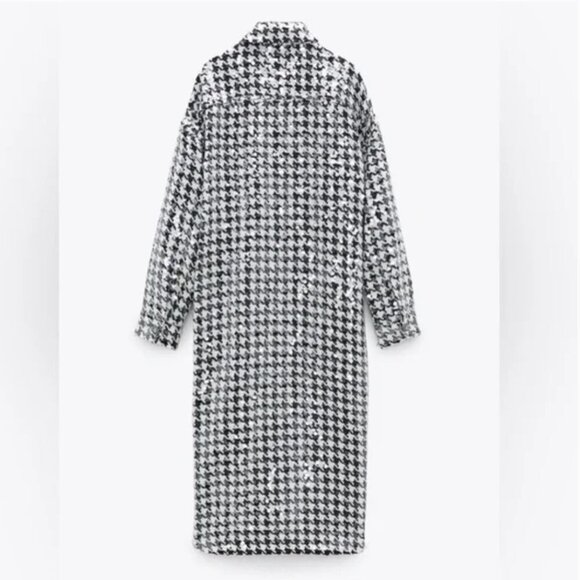 LIMITED EDITION Zara Houndstooth Sequin Overshirt Size S NEW WITH TAG! - Picture 10 of 12